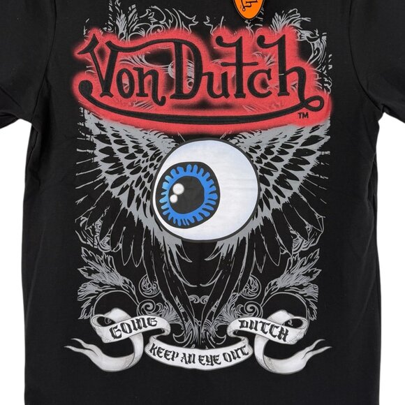 NWT Von Dutch Men's Embroidered "Keep an Eye Out" Graphic Black T-Shirt Size M - Picture 5 of 10